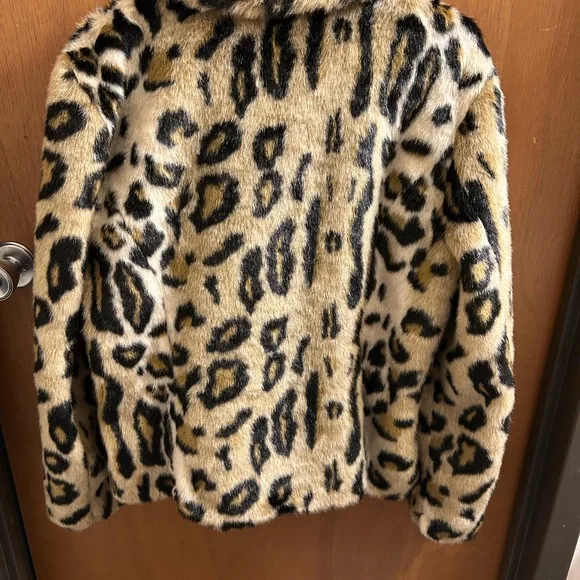 Leopard faux fur Moto Jacket Size XL - Picture 8 of 9